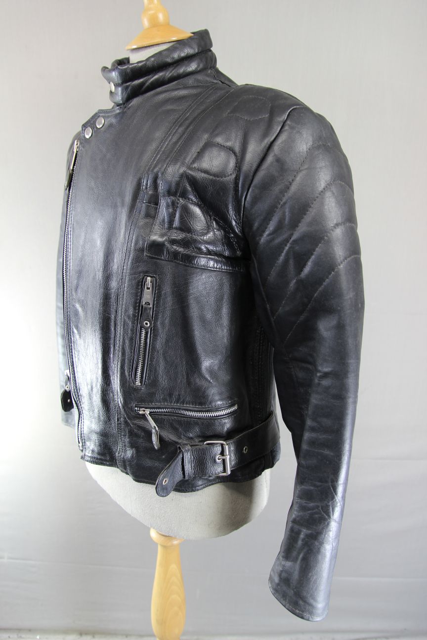 CLASSIC BLL BLACK COWHIDE LEATHER BIKER JACKET 40 INCH CHEST