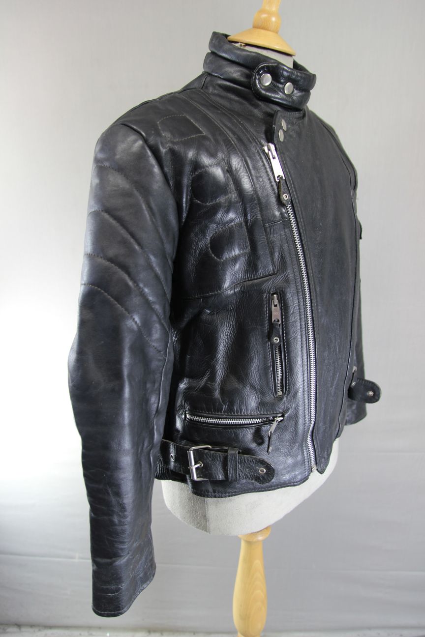 CLASSIC BLL BLACK COWHIDE LEATHER BIKER JACKET 40 INCH CHEST