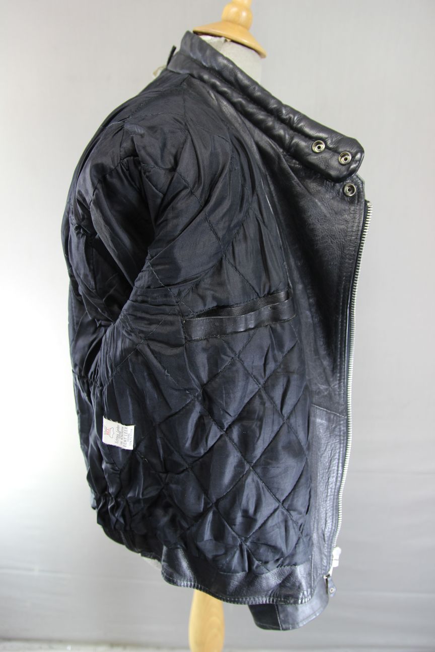 CLASSIC BLL BLACK COWHIDE LEATHER BIKER JACKET 40 INCH CHEST