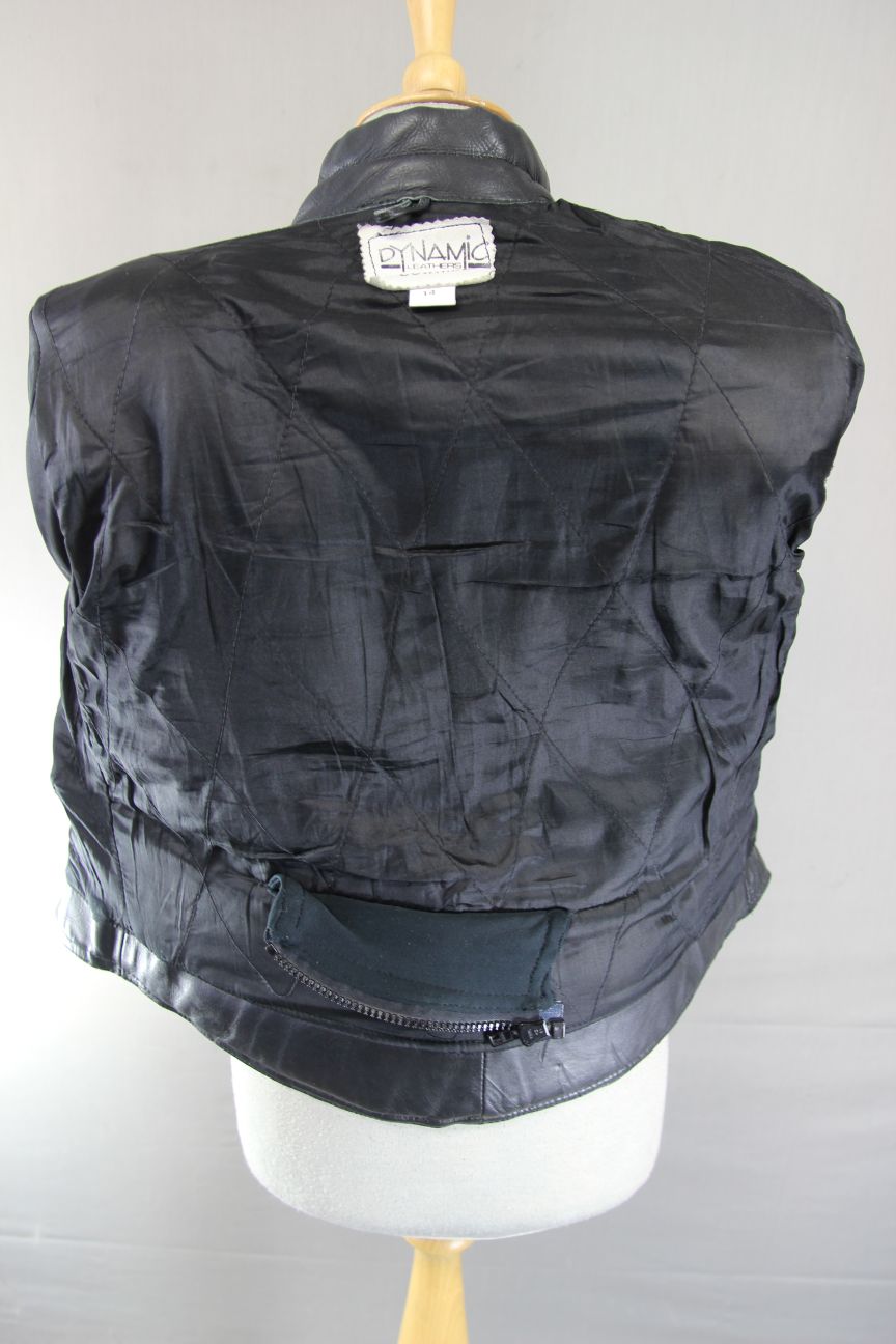 DYNAMIC LEATHERS CLASSIC BLACK COWHIDE BIKER JACKET: SIZE 14