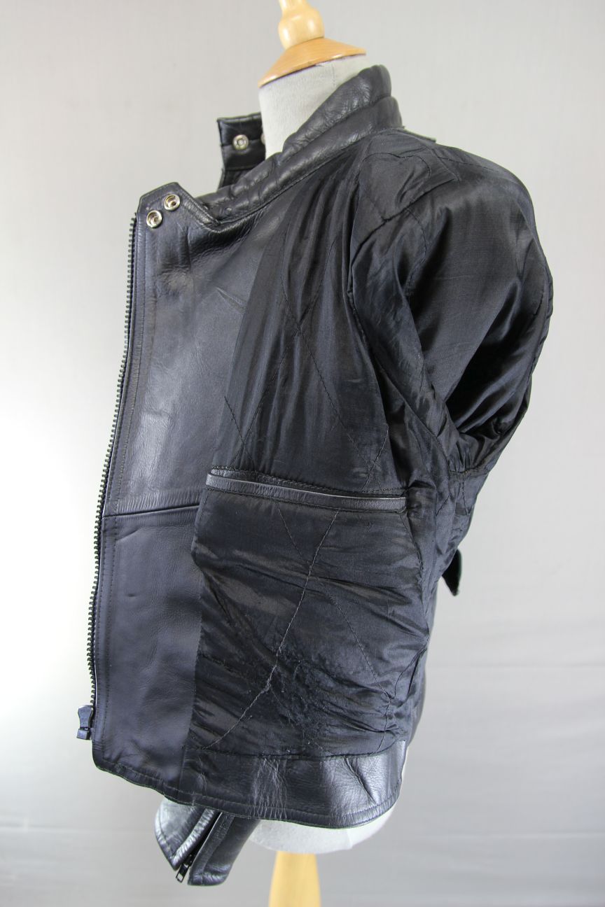 DYNAMIC LEATHERS CLASSIC BLACK COWHIDE BIKER JACKET: SIZE 14