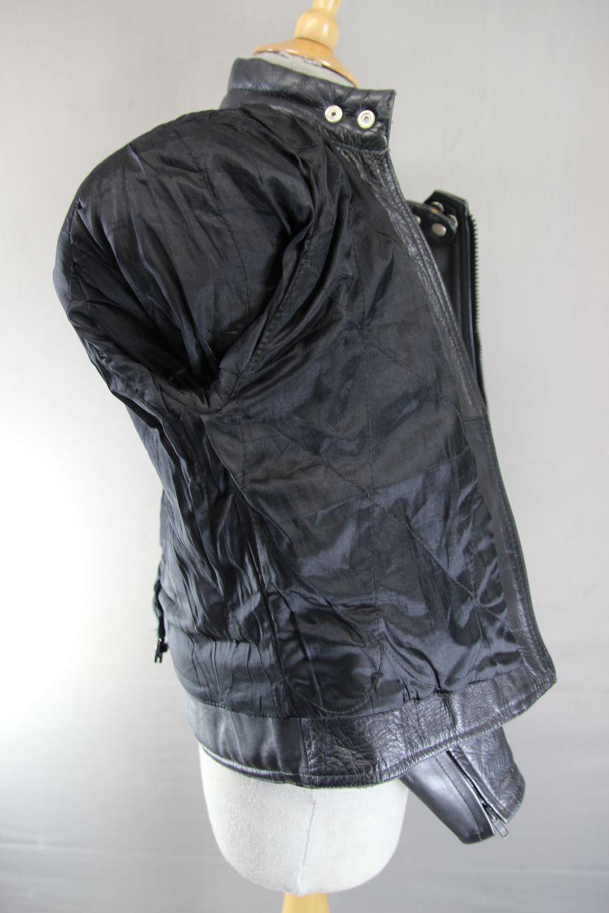 DYNAMIC LEATHERS CLASSIC BLACK COWHIDE BIKER JACKET: SIZE 14