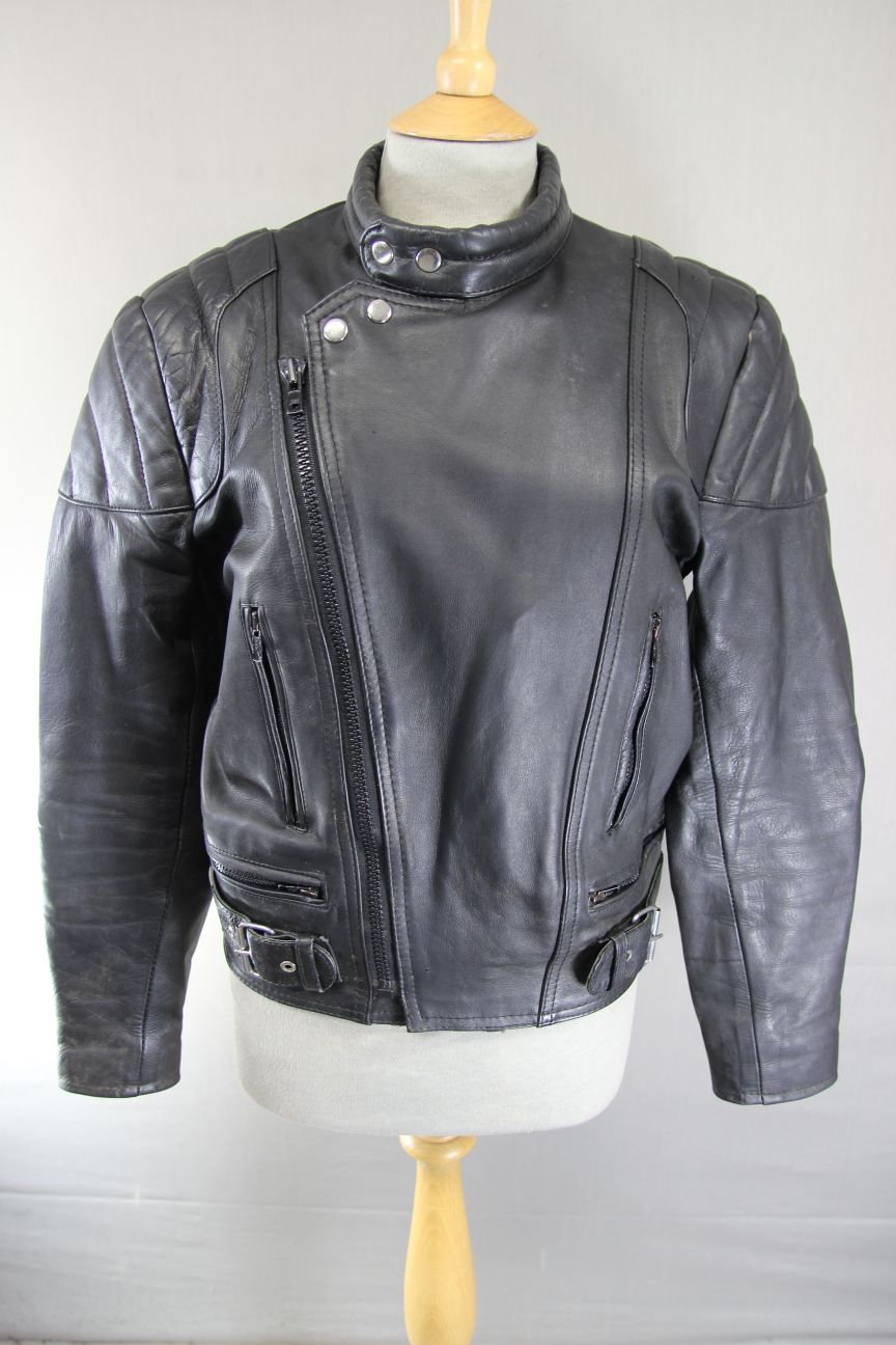 FIFTH AVENUE LEATHERWEAR CLASSIC BLACK BIKER JACKET 36-38 INCH CHEST