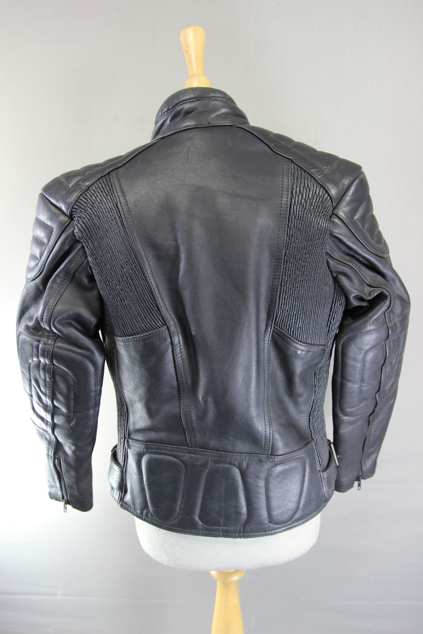 CLASSIC KETT BLACK LEATHER BIKER JACKET: SIZE 10