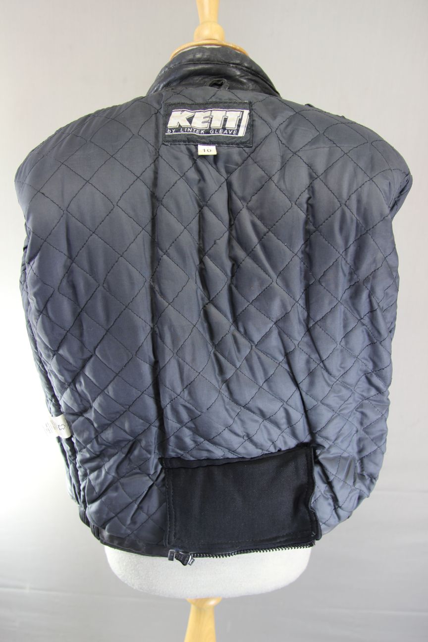 CLASSIC KETT BLACK LEATHER BIKER JACKET: SIZE 10