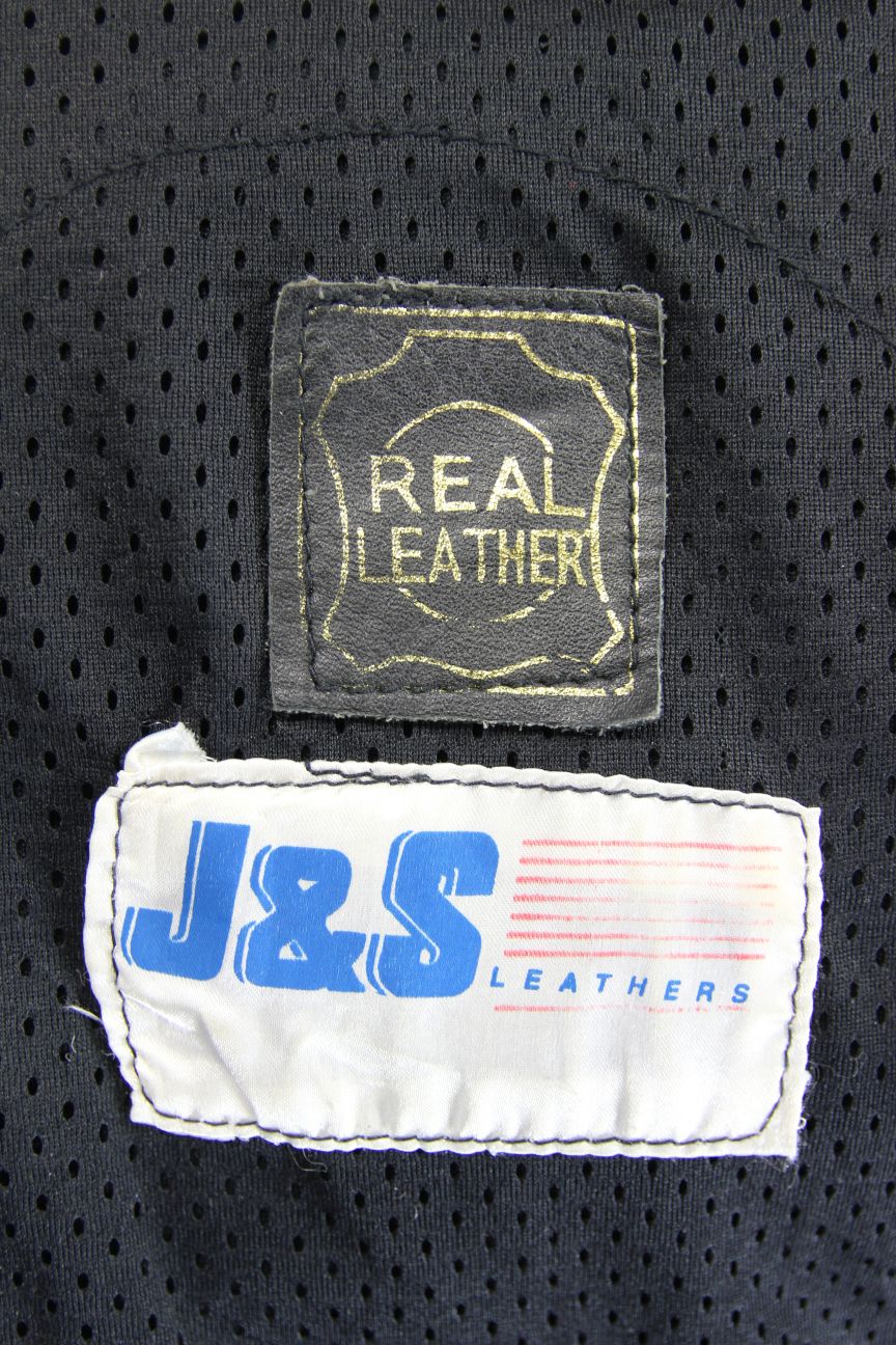 CLASSIC J&S BLACK & YELLOW LEATHER BIKER JACKET 38-40 INCH CHEST