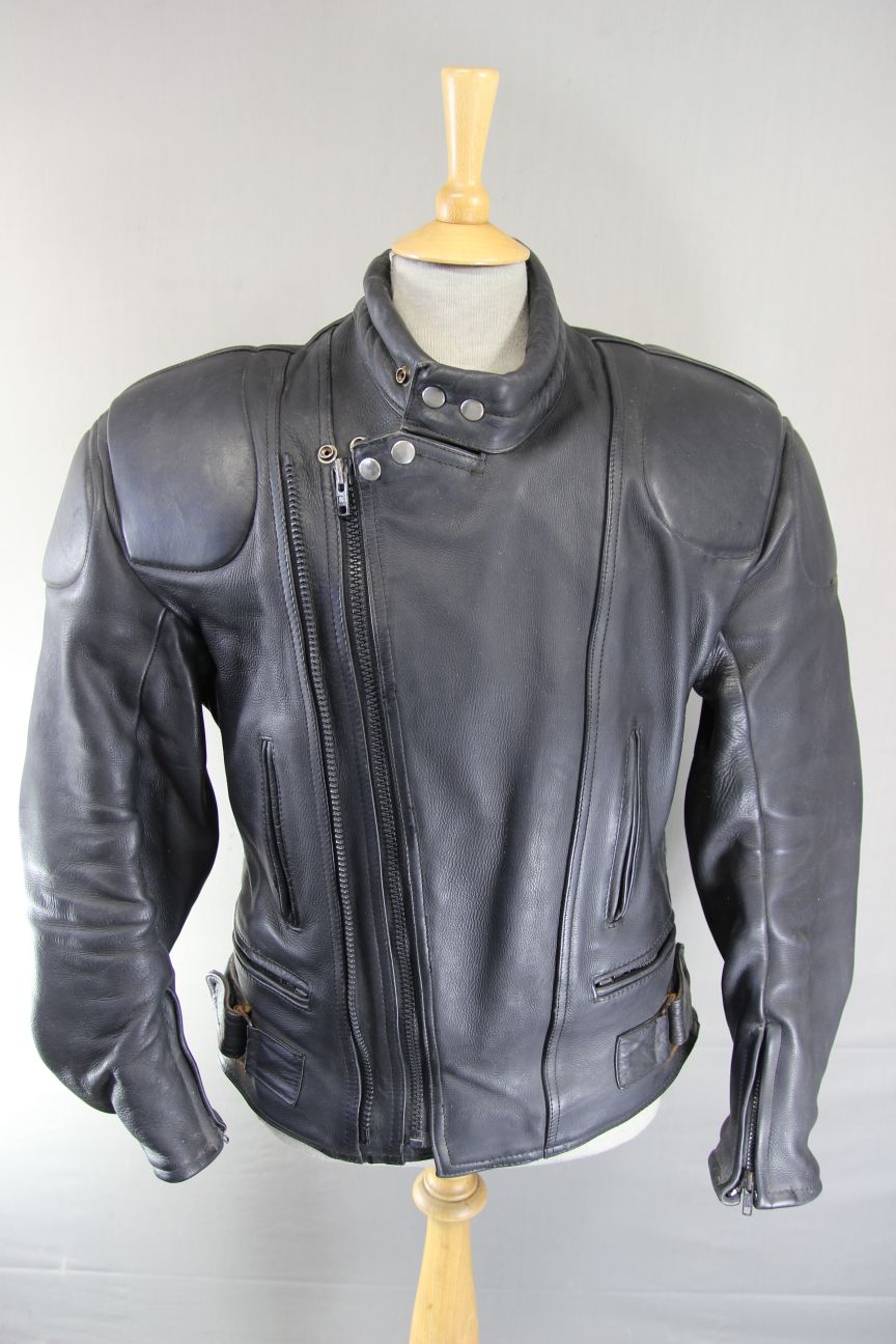 DYNAMIC LEATHERS CLASSIC BLACK COWHIDE BIKER JACKET 40-42 INCH