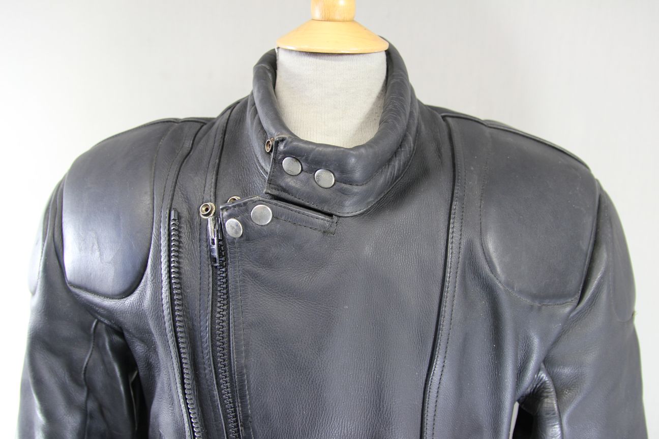 DYNAMIC LEATHERS CLASSIC BLACK COWHIDE BIKER JACKET 40-42 INCH