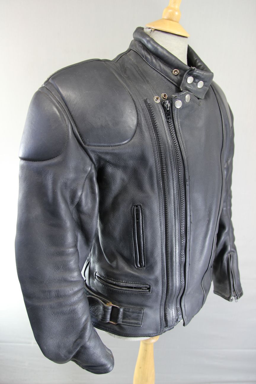 DYNAMIC LEATHERS CLASSIC BLACK COWHIDE BIKER JACKET 40-42 INCH