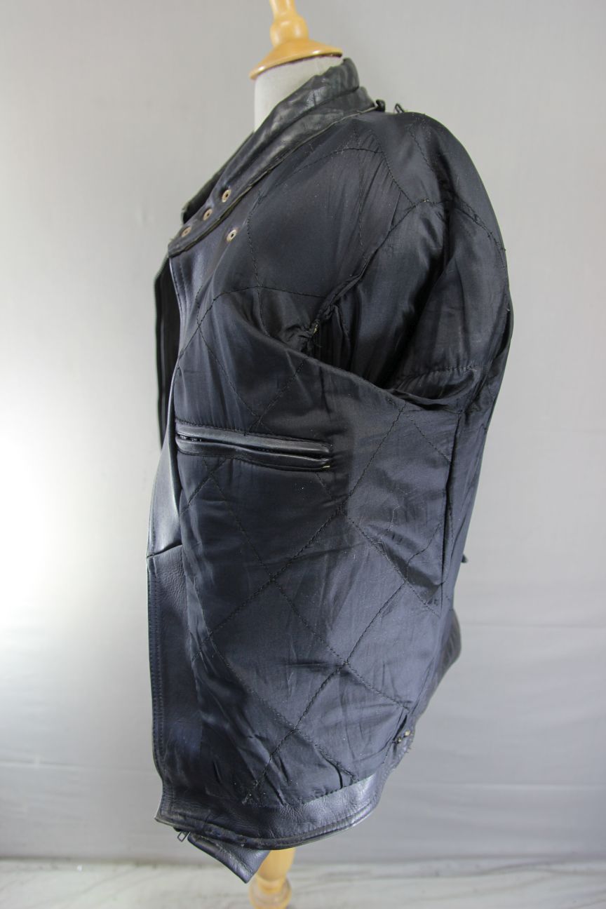 DYNAMIC LEATHERS CLASSIC BLACK COWHIDE BIKER JACKET 40-42 INCH