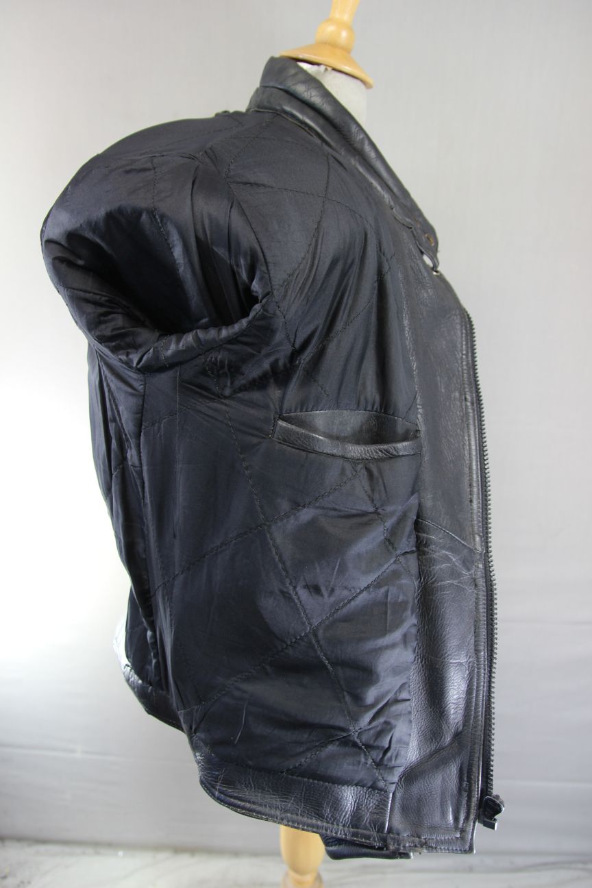 DYNAMIC LEATHERS CLASSIC BLACK COWHIDE BIKER JACKET 40-42 INCH