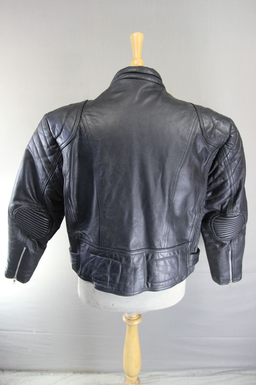 CLASSIC BLACK LEATHER BIKER JACKET 42-44 INCH CHEST