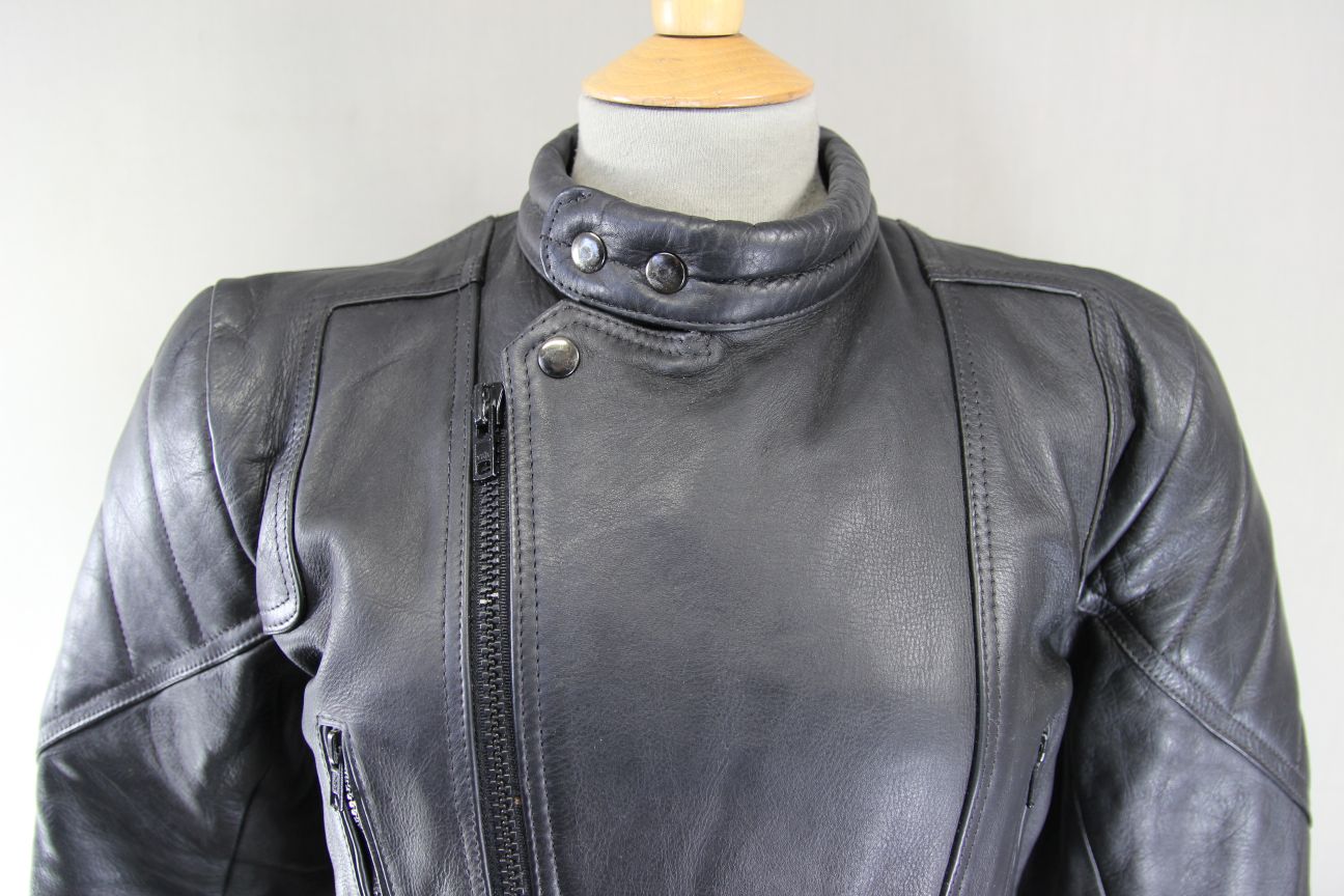CLASSIC AKTION BLACK LEATHER BIKER JACKET 34-36 INCH CHEST