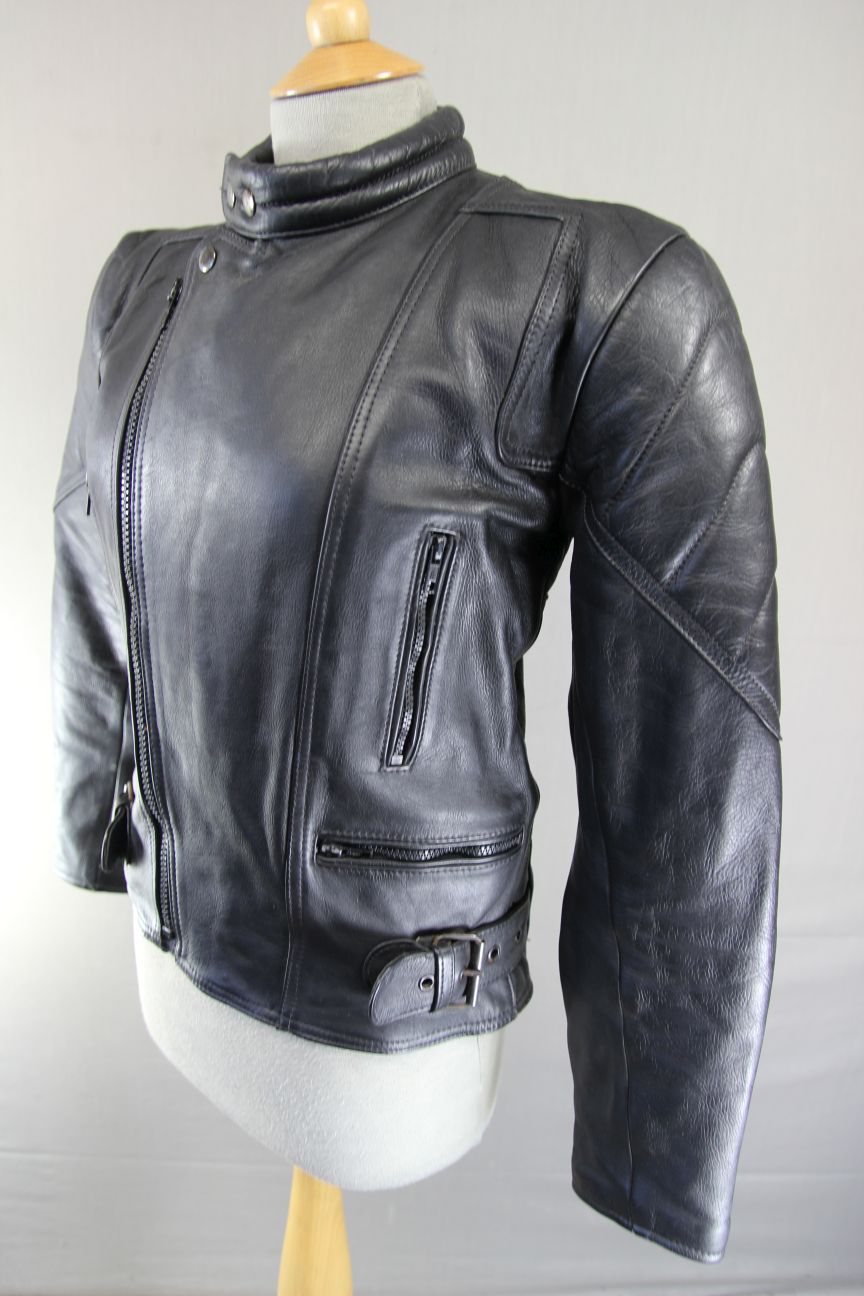 CLASSIC AKTION BLACK LEATHER BIKER JACKET 34-36 INCH CHEST