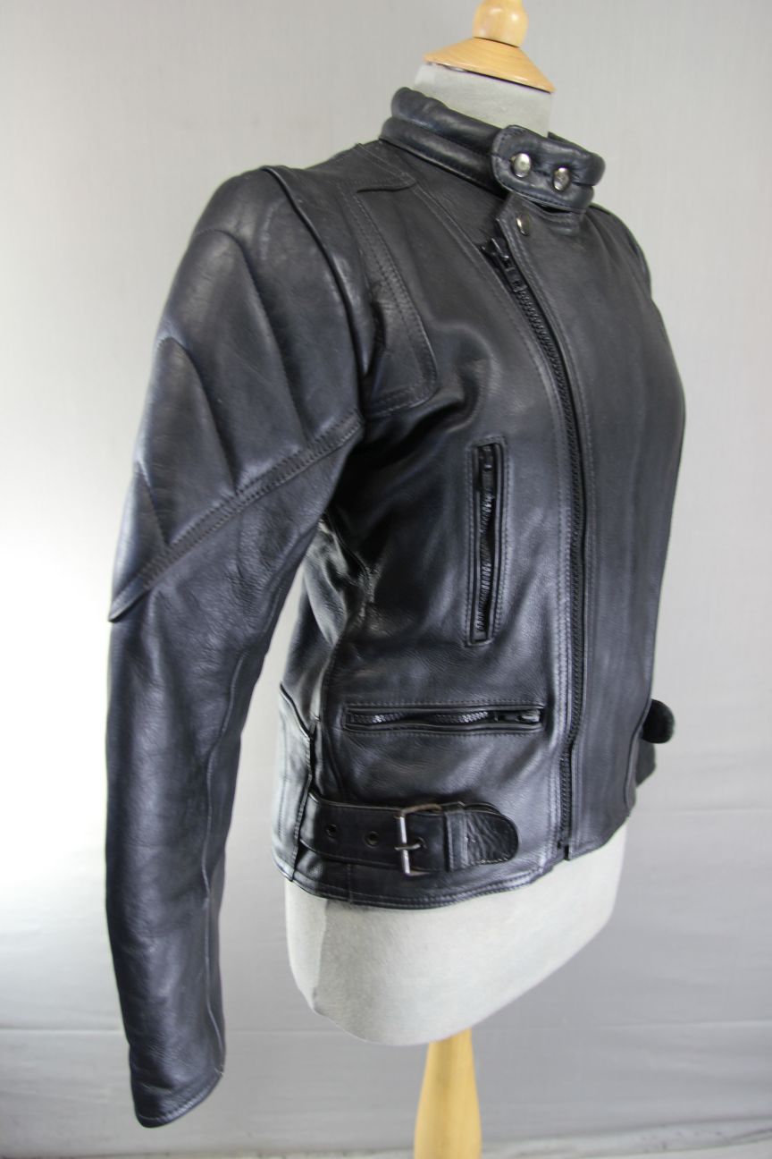 CLASSIC AKTION BLACK LEATHER BIKER JACKET 34-36 INCH CHEST