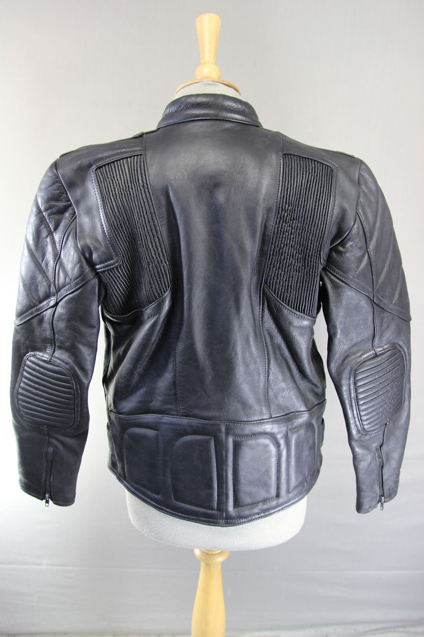 CLASSIC AKTION BLACK LEATHER BIKER JACKET 34-36 INCH CHEST