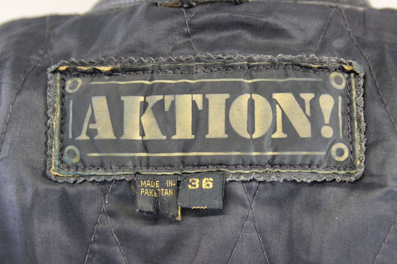 CLASSIC AKTION BLACK LEATHER BIKER JACKET 34-36 INCH CHEST