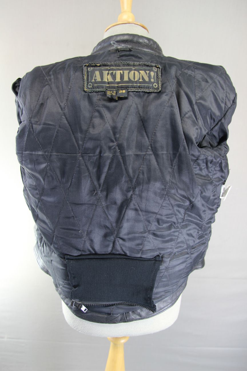 CLASSIC AKTION BLACK LEATHER BIKER JACKET 34-36 INCH CHEST