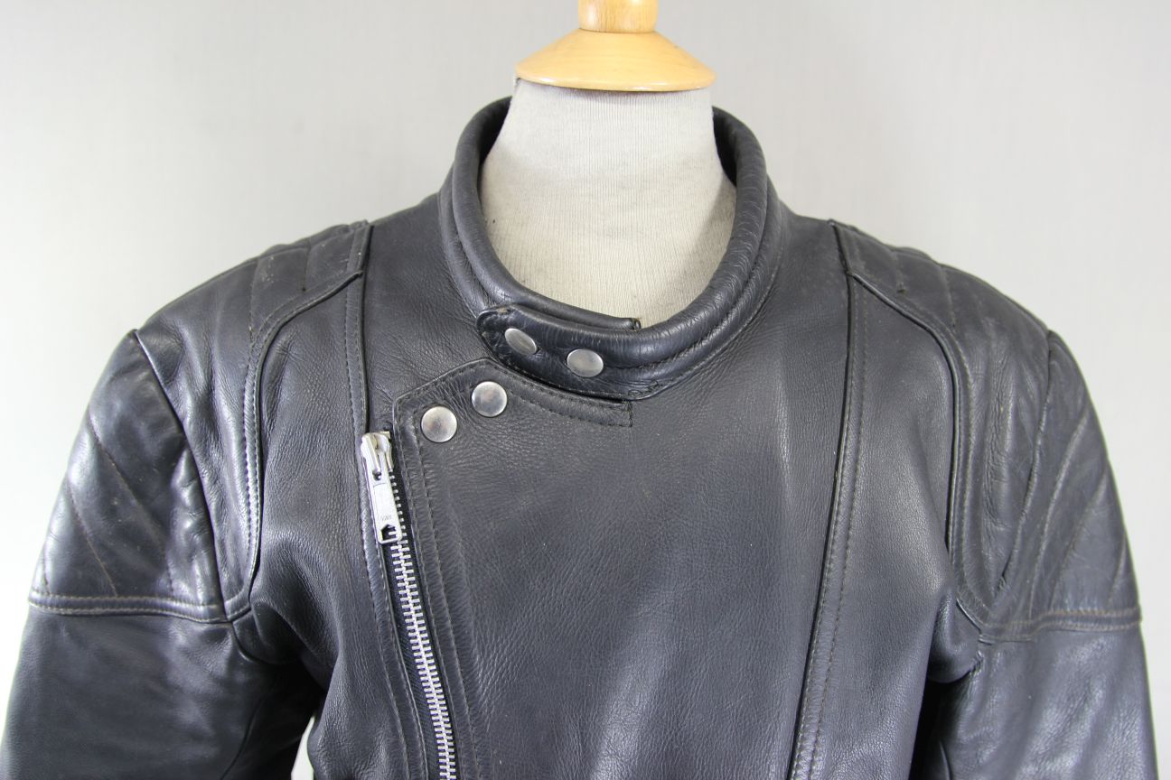 CLASSIC BLACK LEATHER BIKER JACKET 38 INCH CHEST