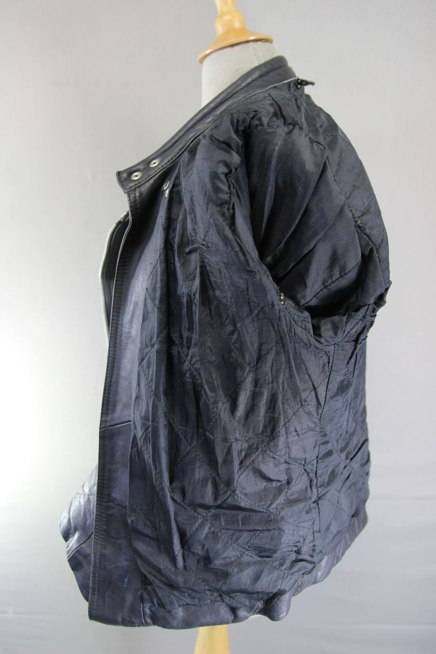 CLASSIC BLACK LEATHER BIKER JACKET 38 INCH CHEST