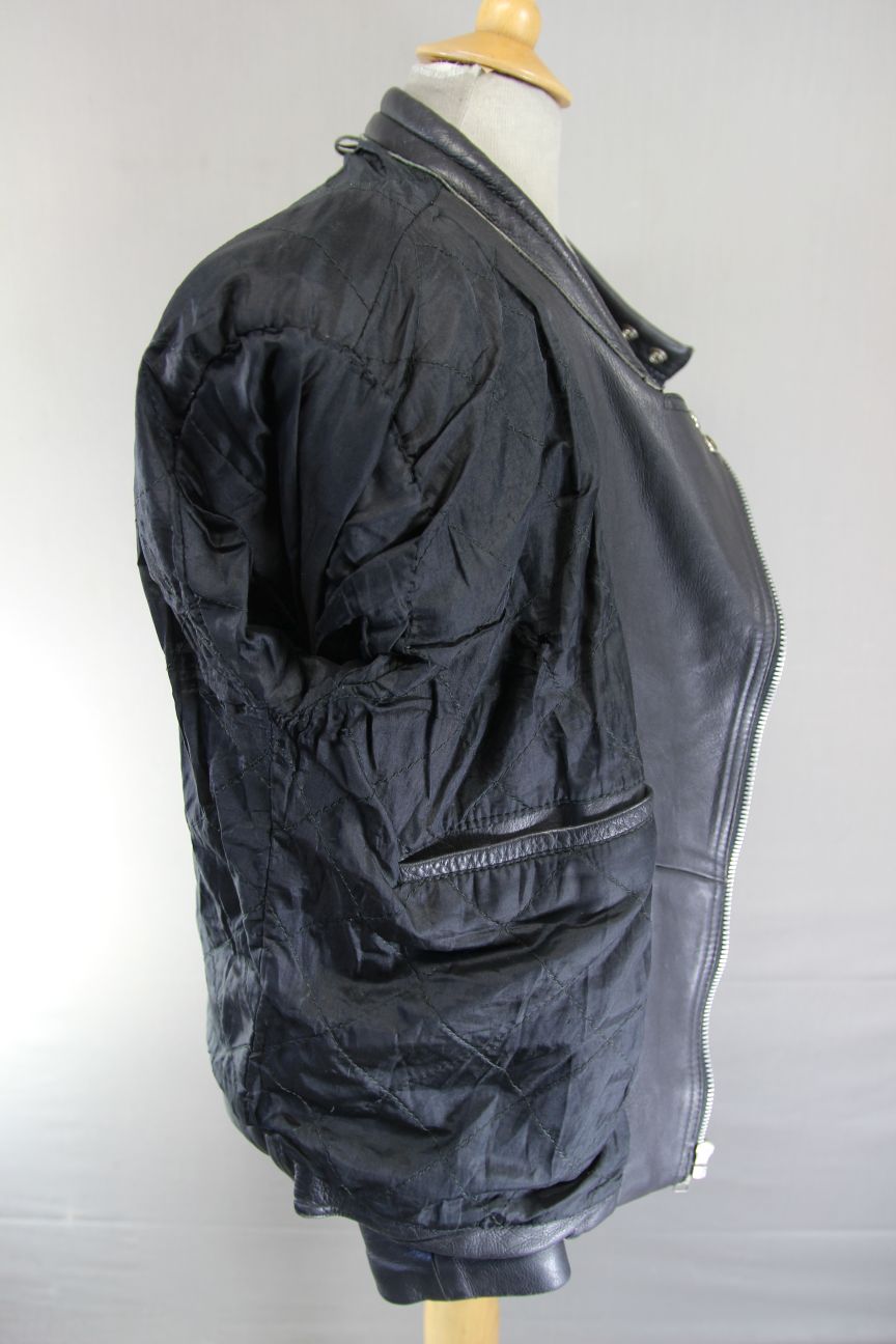 CLASSIC BLACK LEATHER BIKER JACKET 38 INCH CHEST
