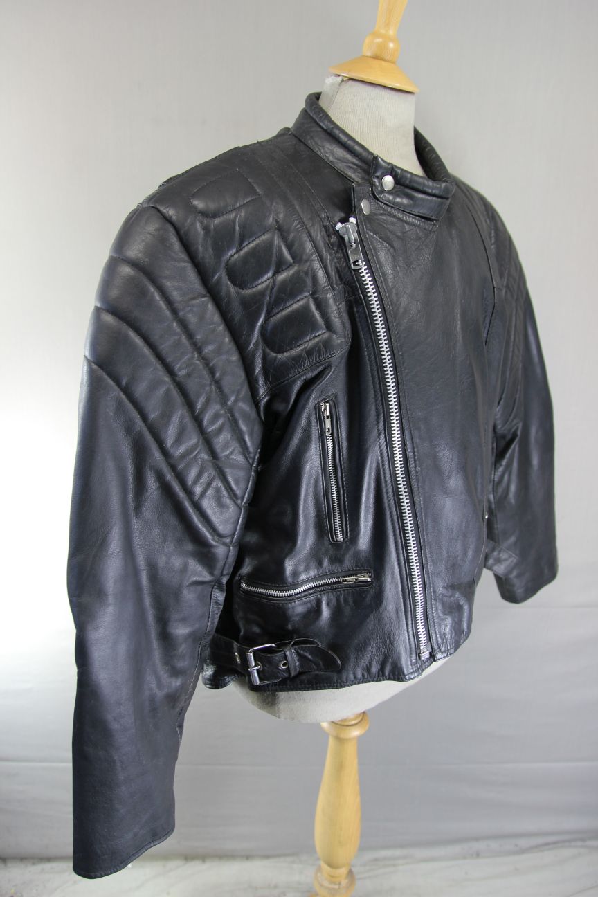 CLASSIC DAPA BLACK LEATHER BIKER JACKET 46-48 INCH