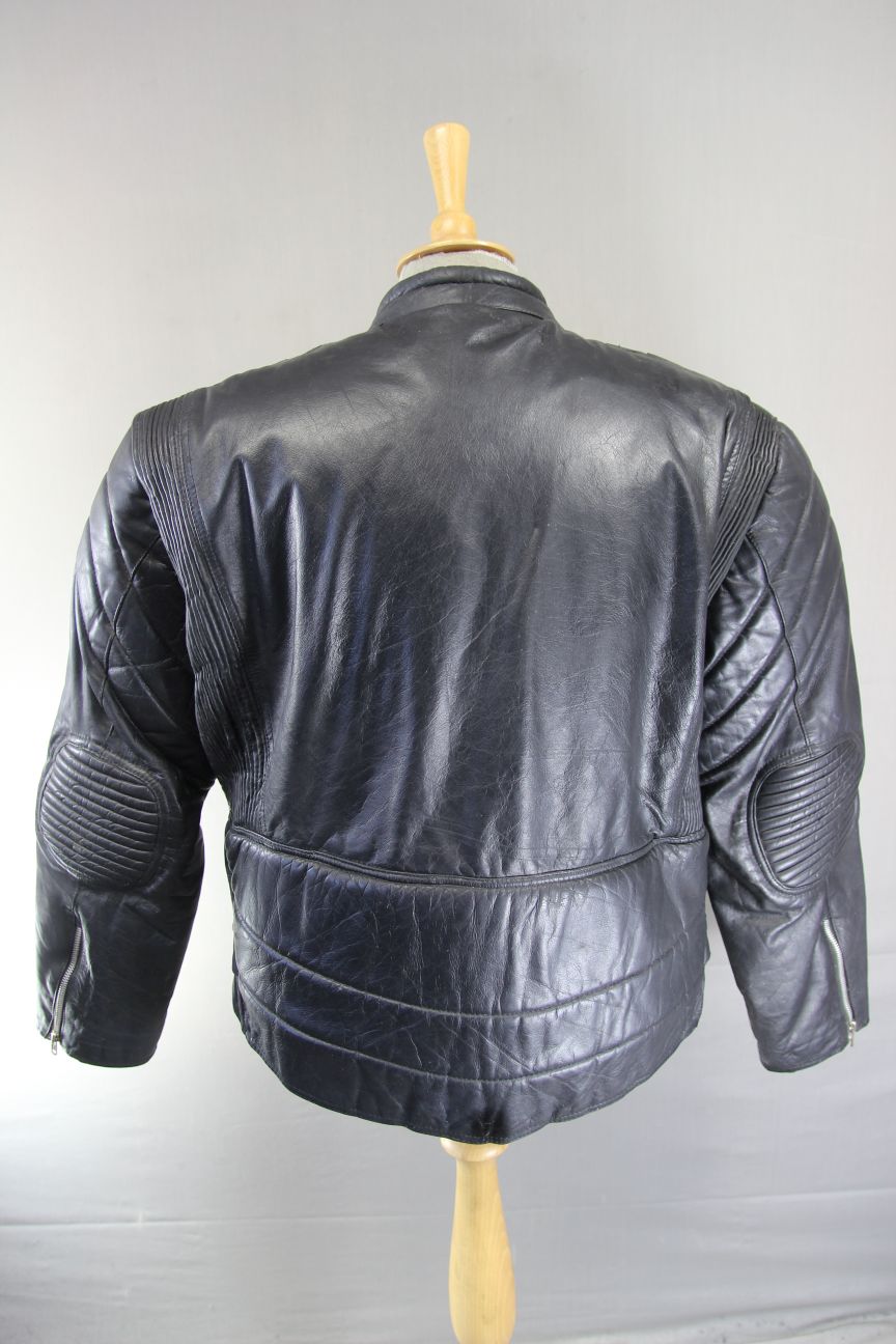 CLASSIC DAPA BLACK LEATHER BIKER JACKET 46-48 INCH