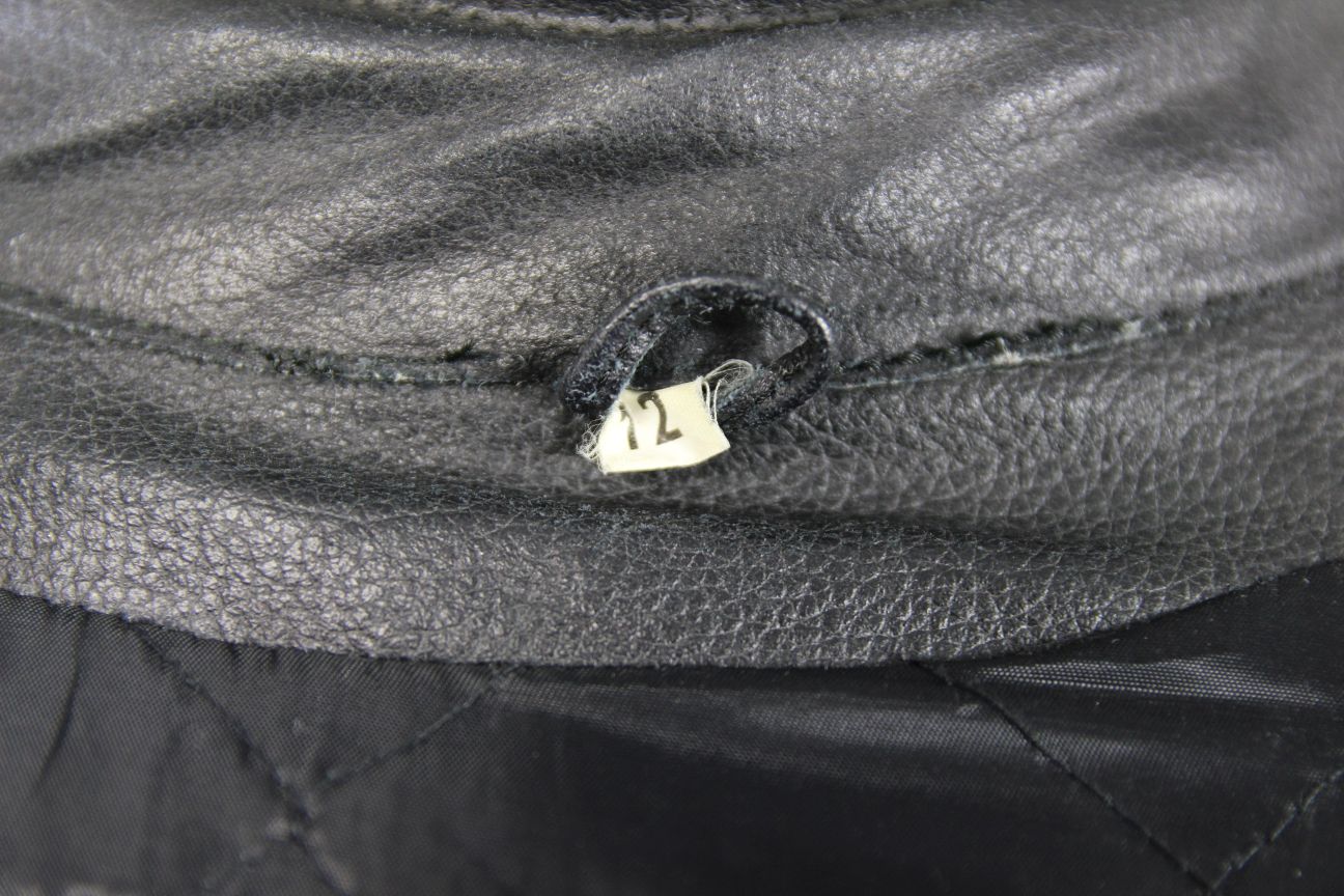 PROTO BLACK LEATHER BIKER JACKET WITH BACK, SHOULDER & ELBOW PROTECTORS: SIZE 12