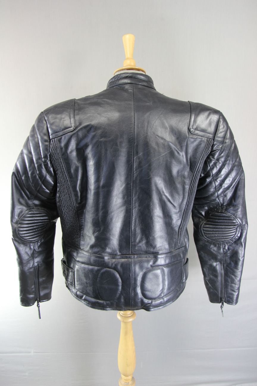 CLASSIC 'CHARLIE' BLACK LEATHER BIKER JACKET 40 INCH/MEDIUM