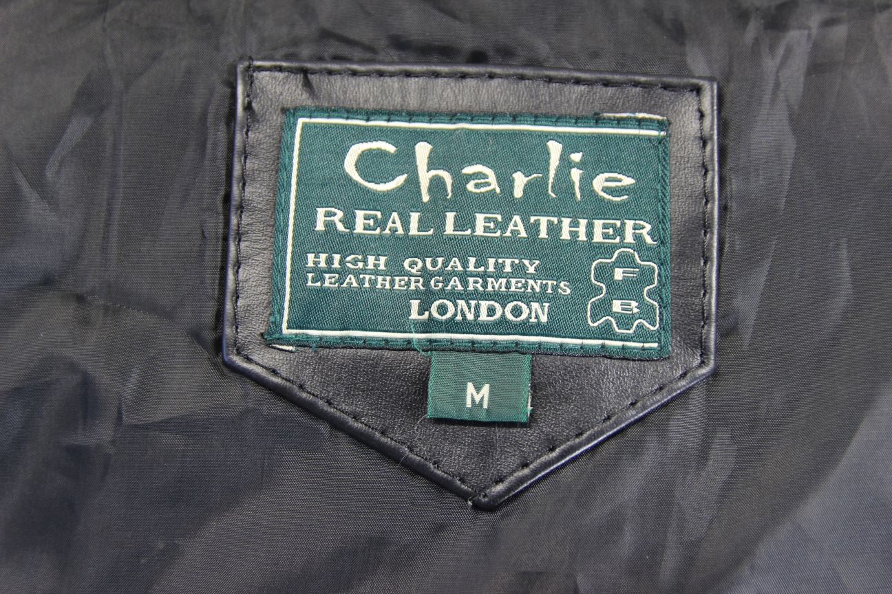 CLASSIC 'CHARLIE' BLACK LEATHER BIKER JACKET 40 INCH/MEDIUM
