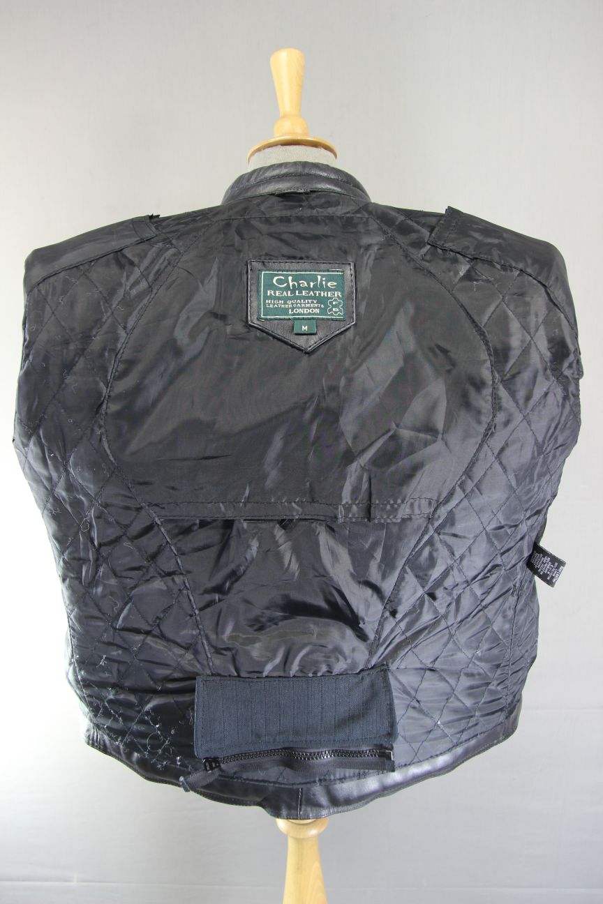 CLASSIC 'CHARLIE' BLACK LEATHER BIKER JACKET 40 INCH/MEDIUM
