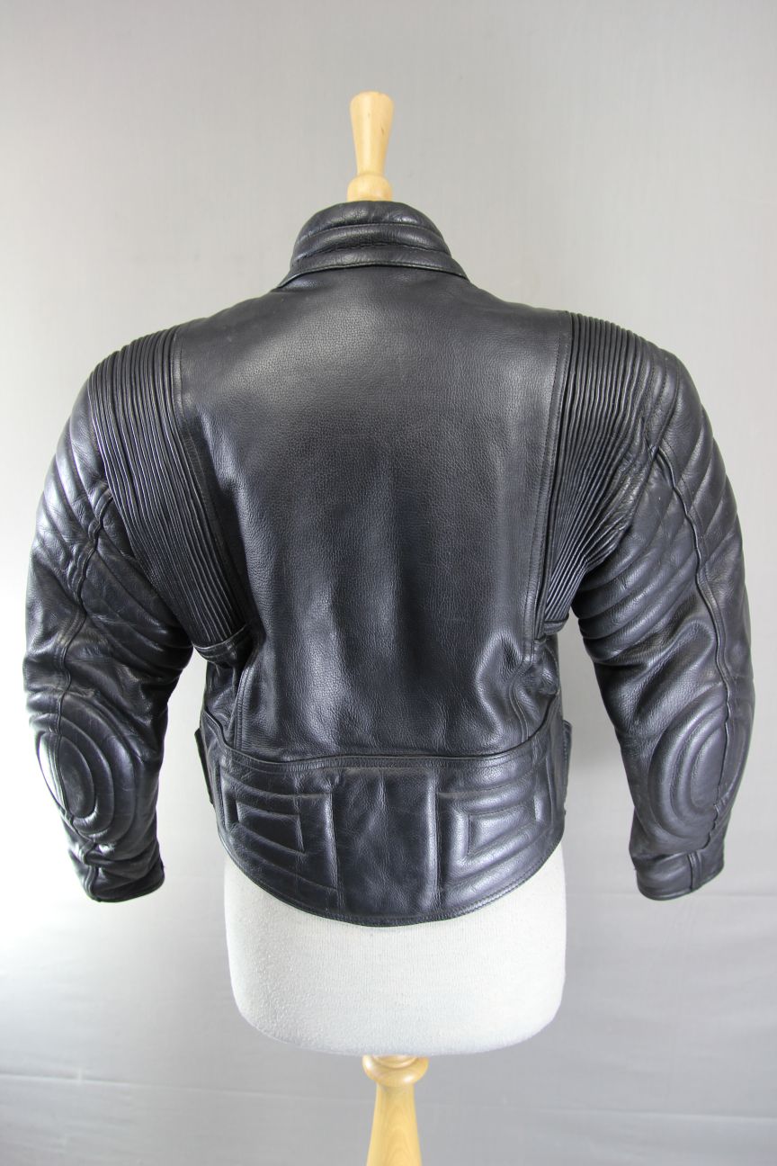 CLASSIC BUFFALO BLACK LEATHER BIKER JACKET 34-36 INCH CHEST/SIZE 12