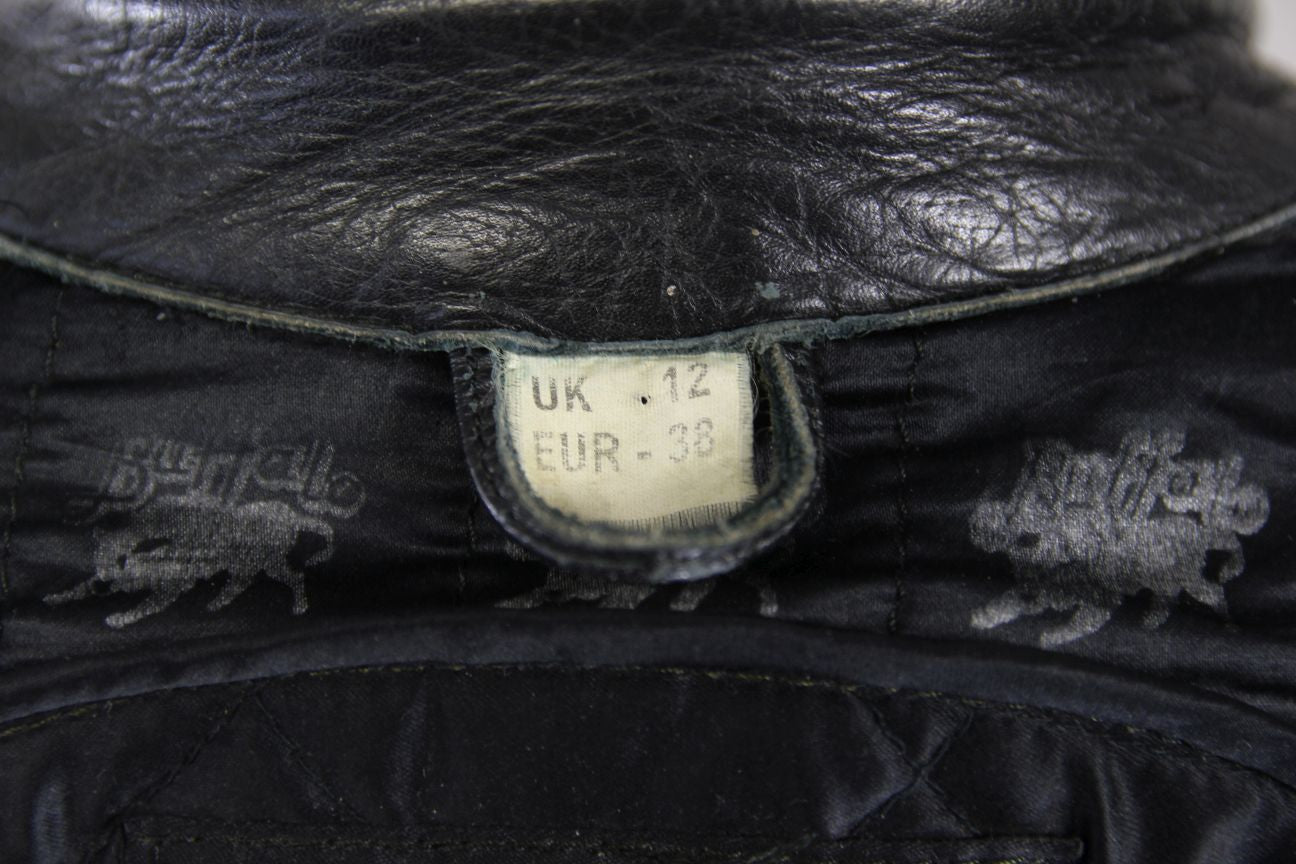 CLASSIC BUFFALO BLACK LEATHER BIKER JACKET 34-36 INCH CHEST/SIZE 12