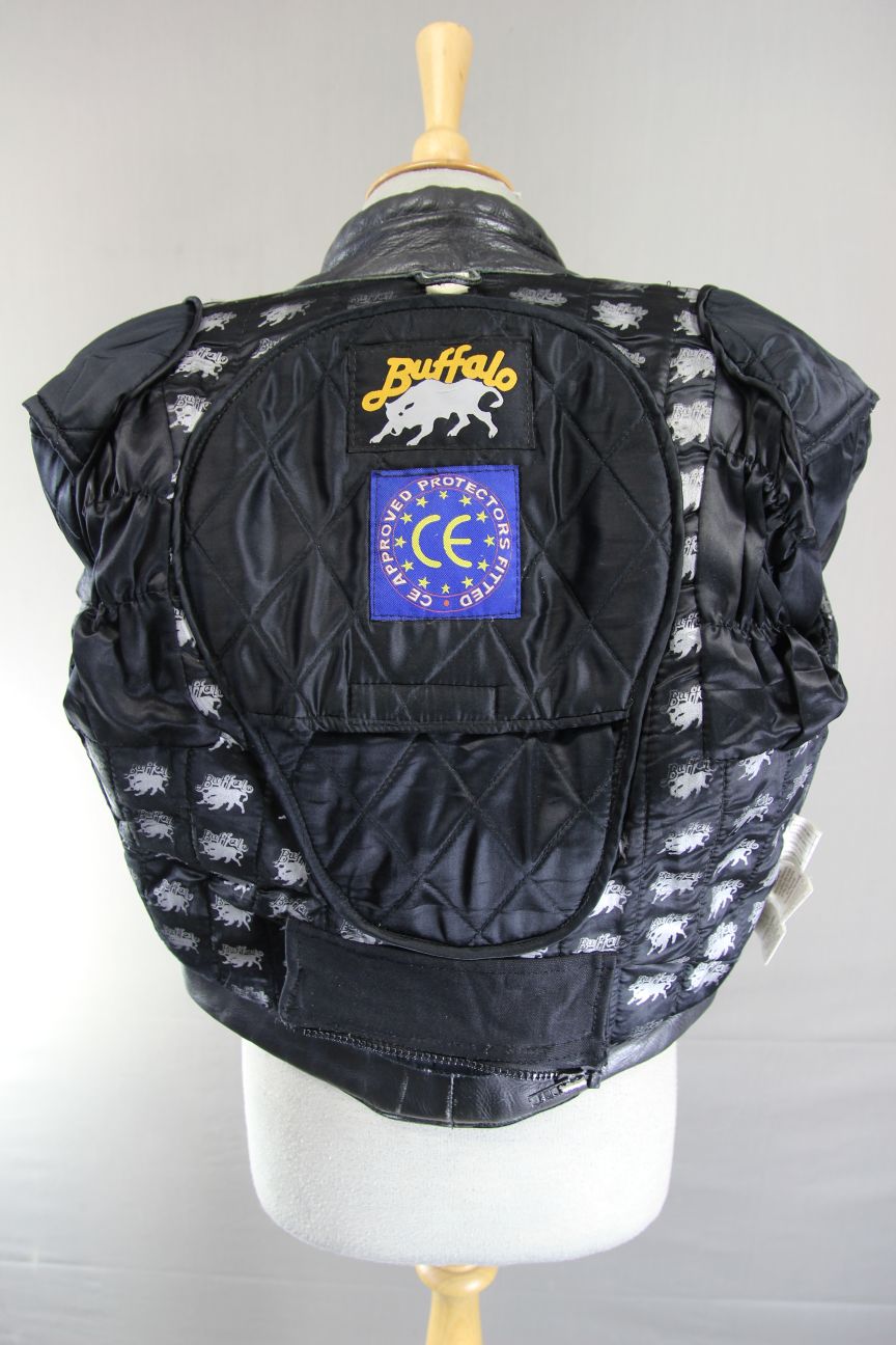 CLASSIC BUFFALO BLACK LEATHER BIKER JACKET 34-36 INCH CHEST/SIZE 12