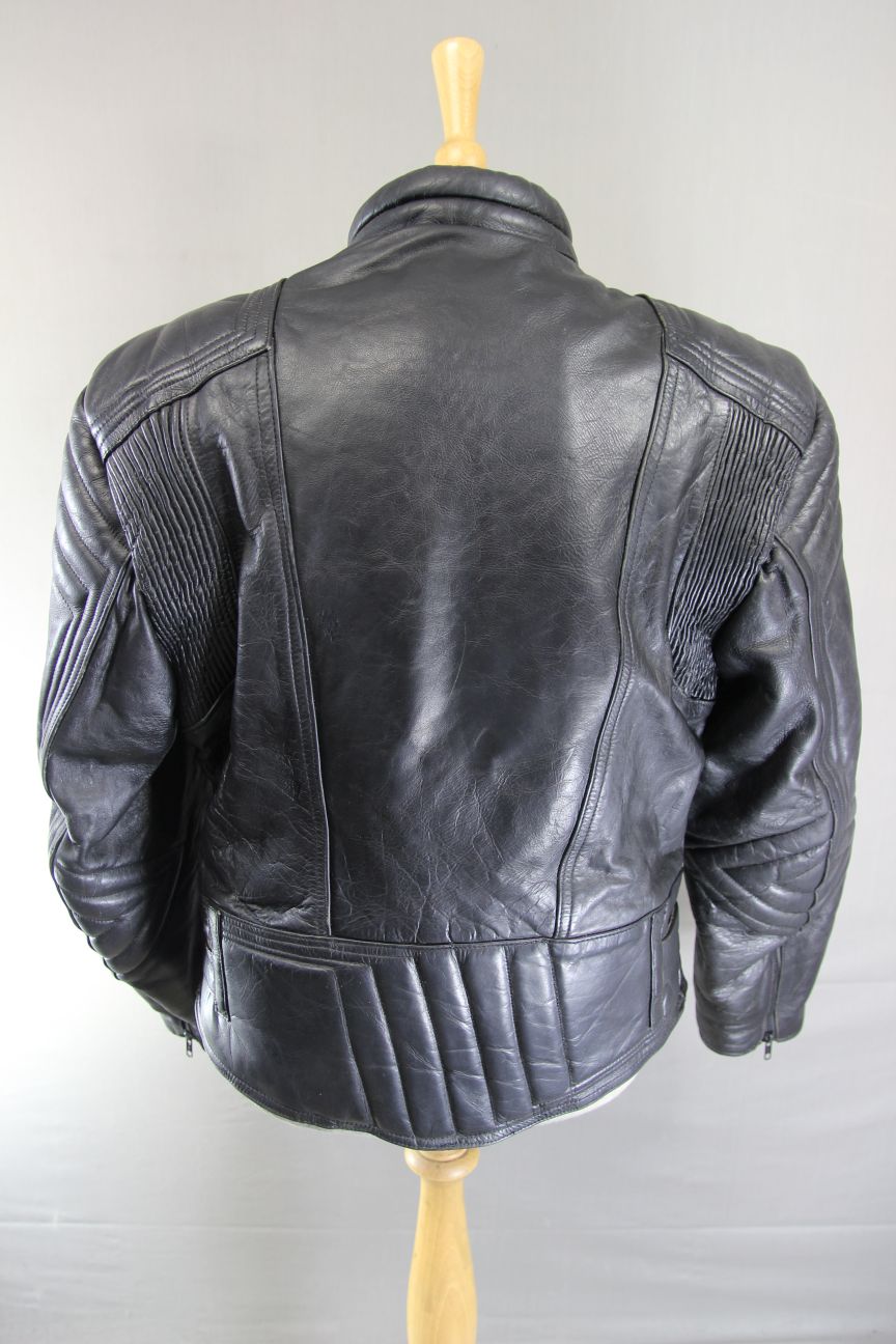 DYNAMIC LEATHERS CLASSIC BLACK COWHIDE BIKER JACKET 42-44 INCH
