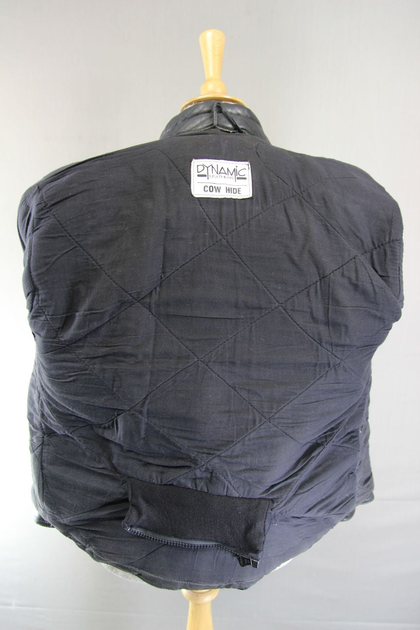 DYNAMIC LEATHERS CLASSIC BLACK COWHIDE BIKER JACKET 42-44 INCH