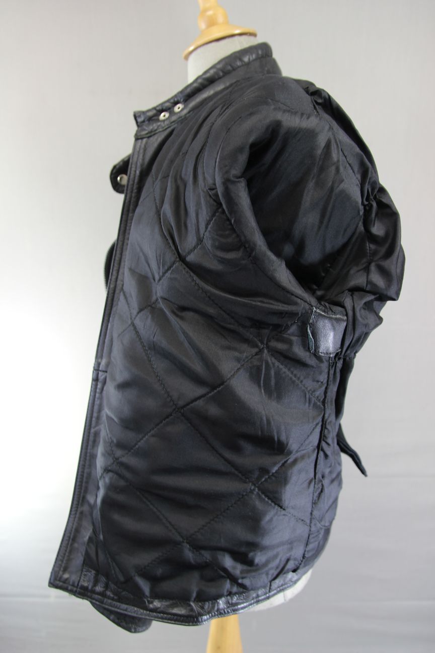 CLASSIC 'STOP' BLACK LEATHER BIKER JACKET 38-40 INCH