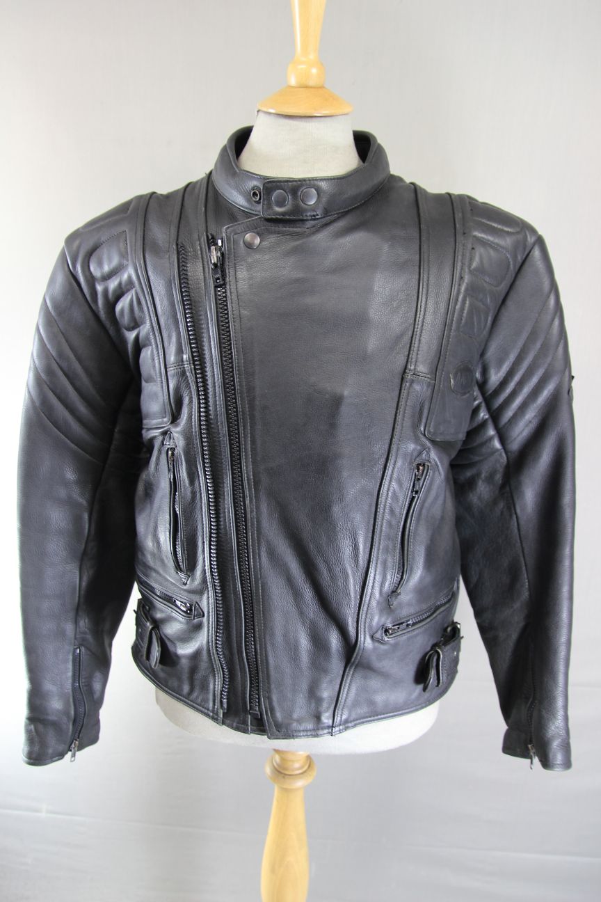 AKITO MERCURY PLUS CLASSIC BLACK LEATHER BIKER JACKET WITH BACK PROTECTOR 40-42"