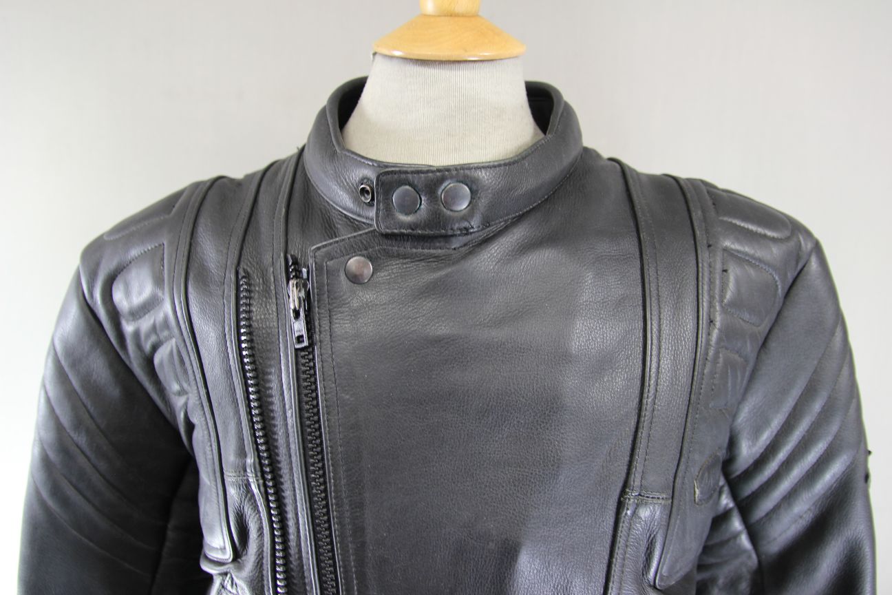 AKITO MERCURY PLUS CLASSIC BLACK LEATHER BIKER JACKET WITH BACK PROTECTOR 40-42"