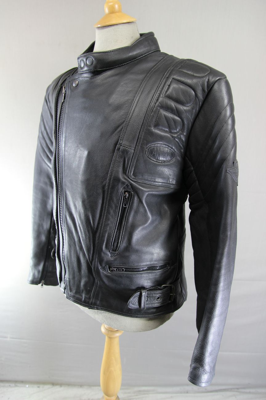 AKITO MERCURY PLUS CLASSIC BLACK LEATHER BIKER JACKET WITH BACK PROTECTOR 40-42"