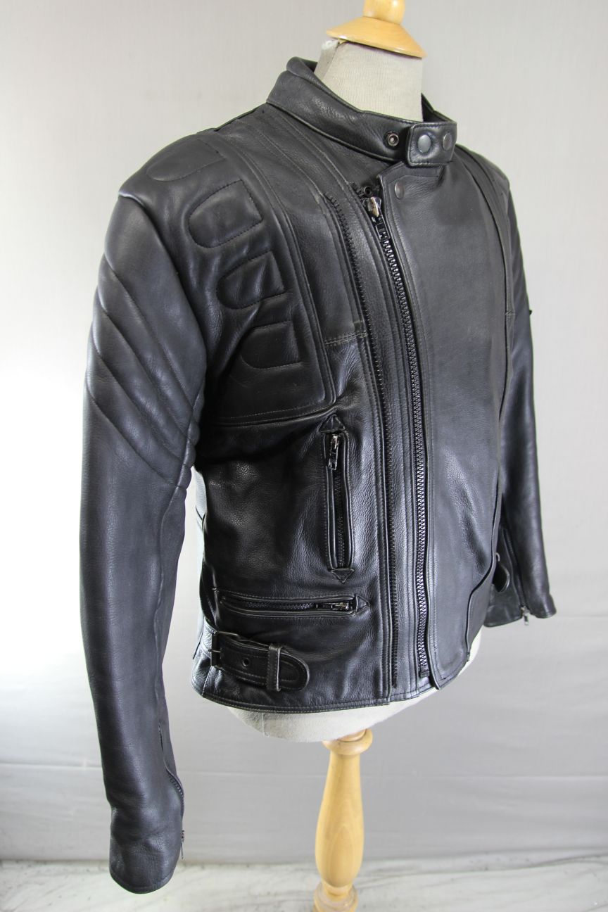 AKITO MERCURY PLUS CLASSIC BLACK LEATHER BIKER JACKET WITH BACK PROTECTOR 40-42"