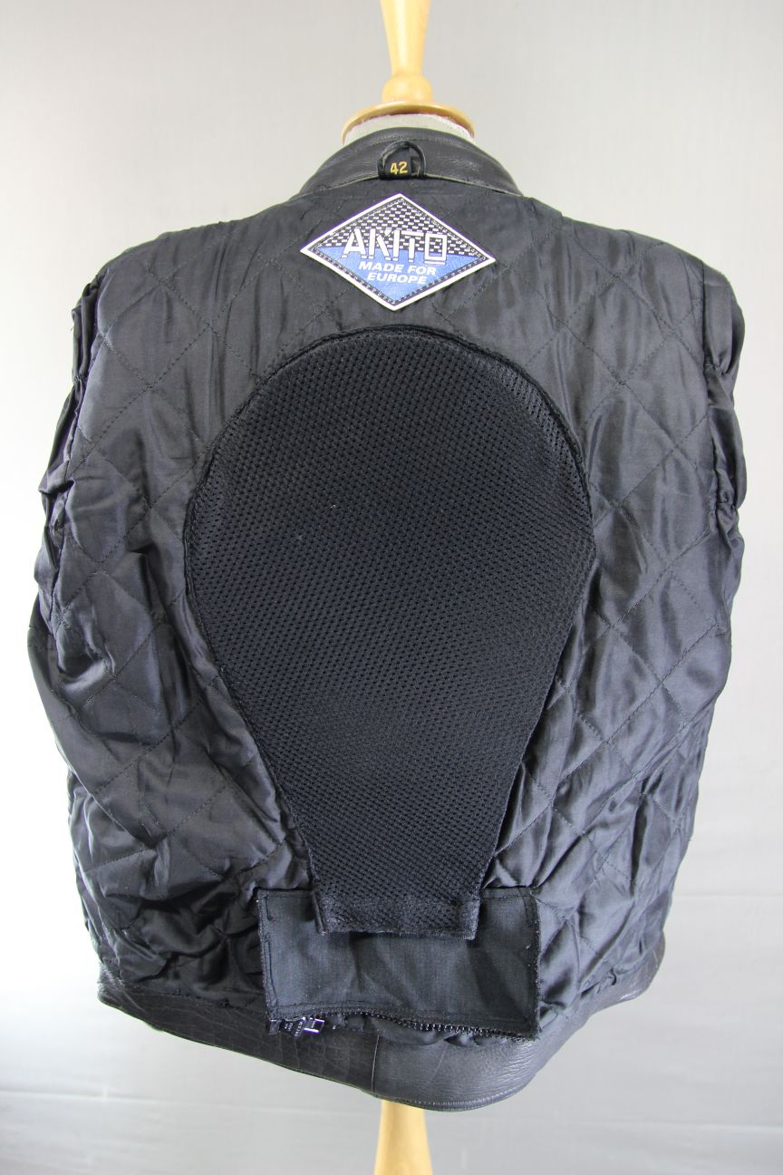 AKITO MERCURY PLUS CLASSIC BLACK LEATHER BIKER JACKET WITH BACK PROTECTOR 40-42"