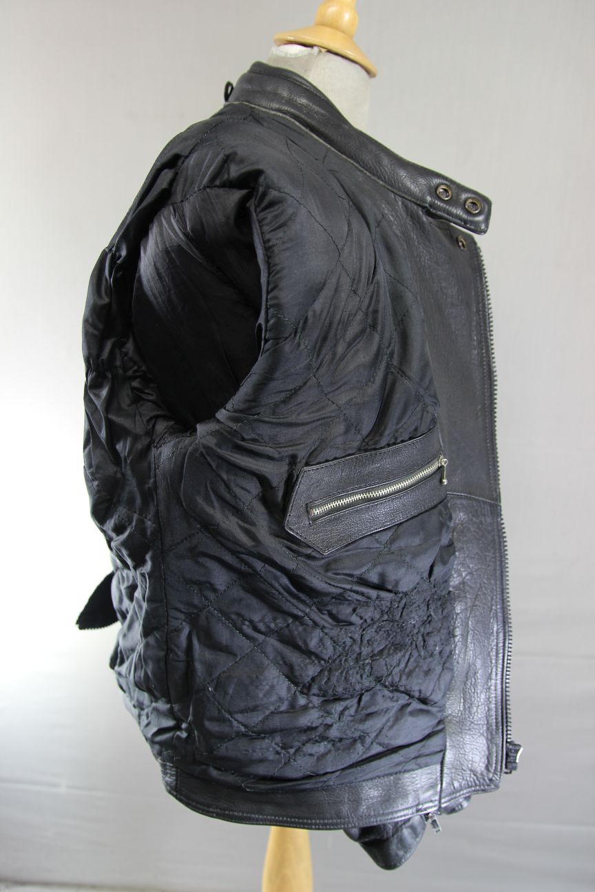 AKITO MERCURY PLUS CLASSIC BLACK LEATHER BIKER JACKET WITH BACK PROTECTOR 40-42"