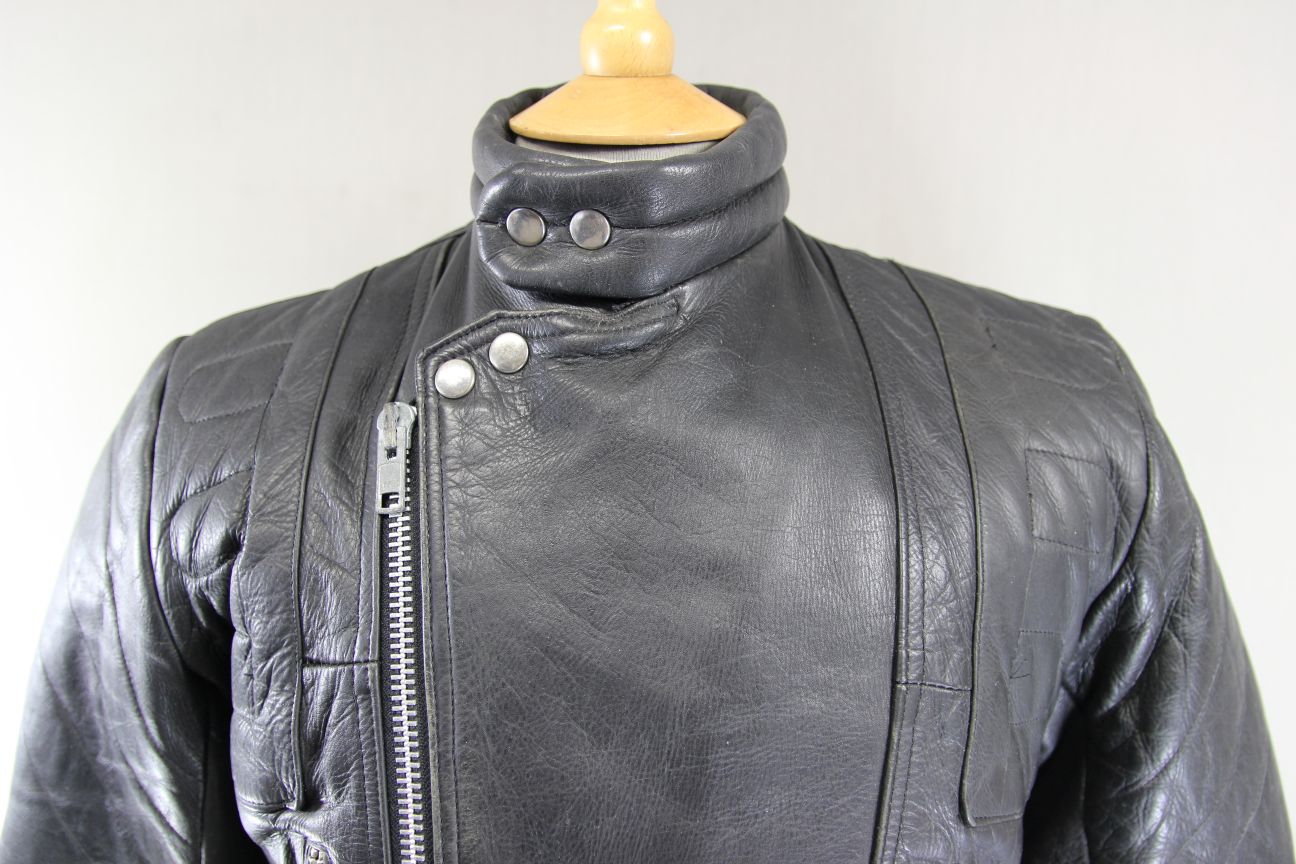 CLASSIC BLL BLACK COWHIDE LEATHER BIKER JACKET 36-38 INCH