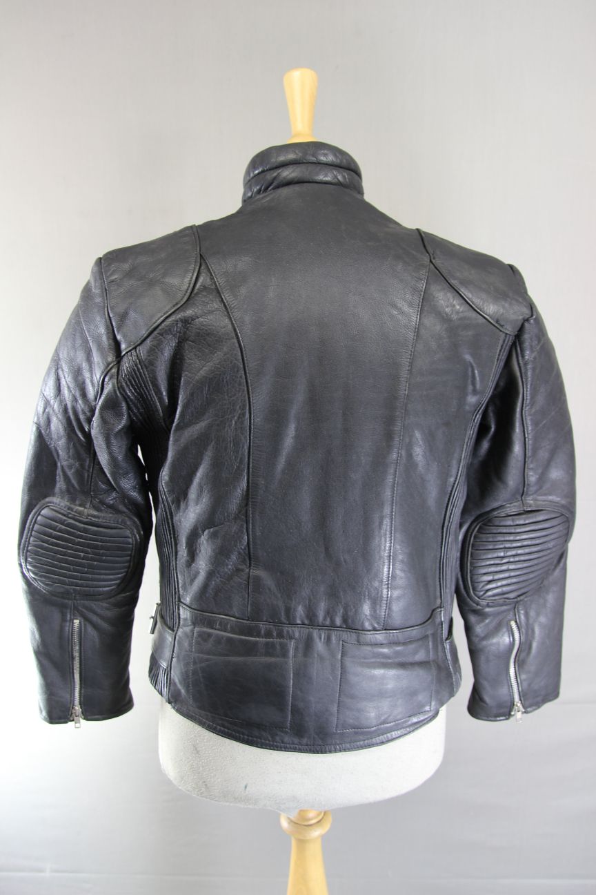 CLASSIC BLL BLACK COWHIDE LEATHER BIKER JACKET 36-38 INCH