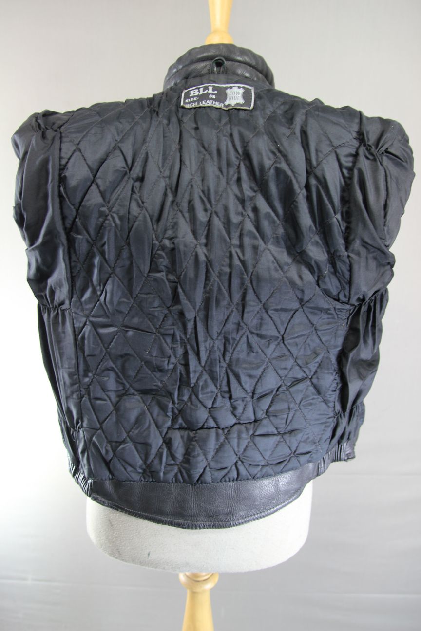 CLASSIC BLL BLACK COWHIDE LEATHER BIKER JACKET 36-38 INCH