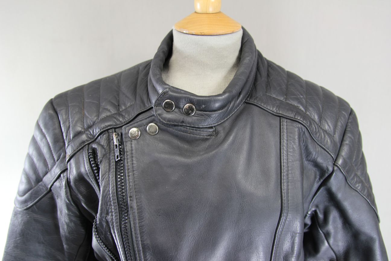 CLASSIC JTS BLACK LEATHER THINSULATE 3M THERMAL LINED BIKER JACKET 40-42 INCH