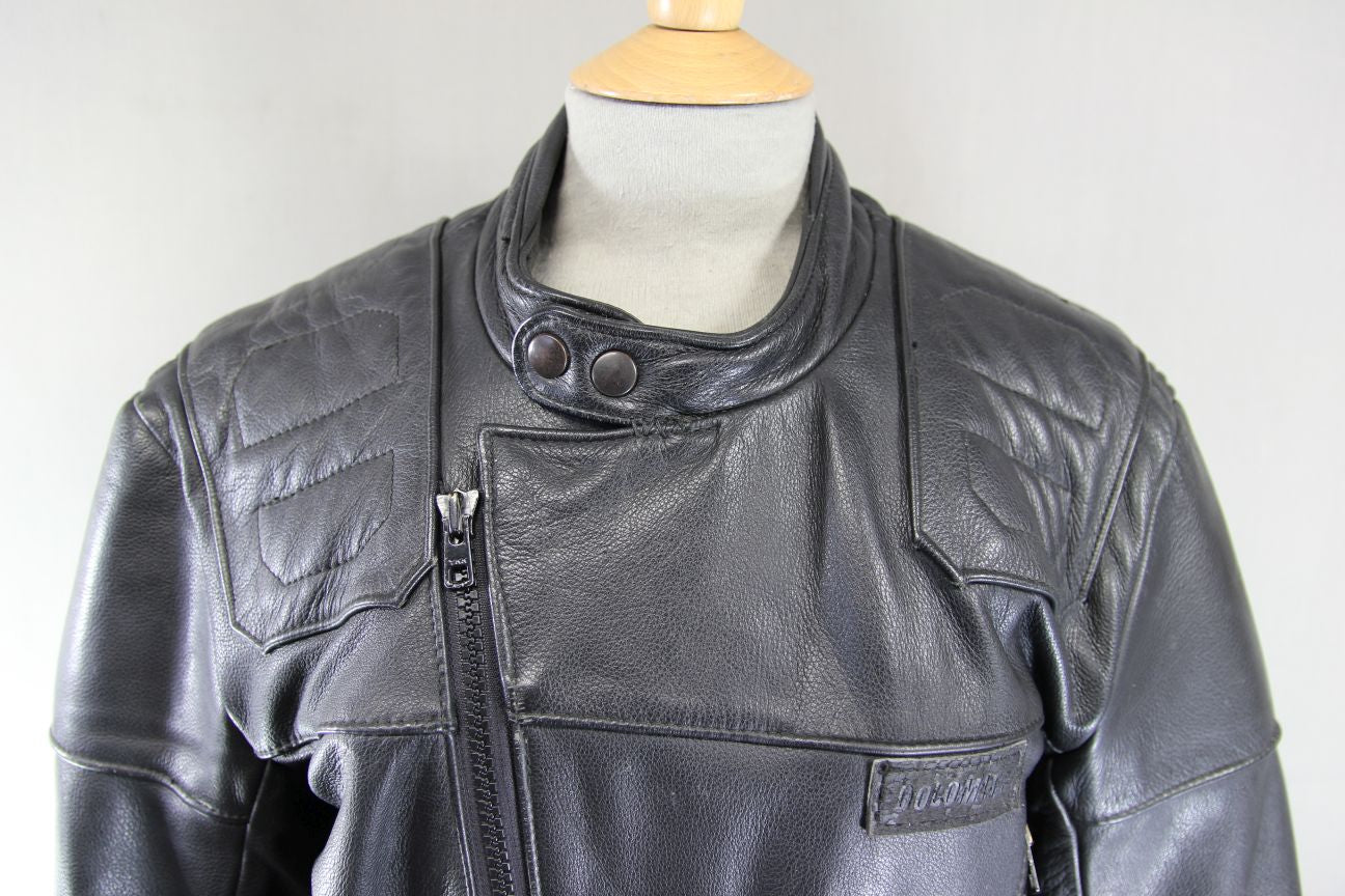 CLASSIC BRITISH MADE SPORTEX DOLOMITE BLACK LEATHER BIKER JACKET 38-40 INCH