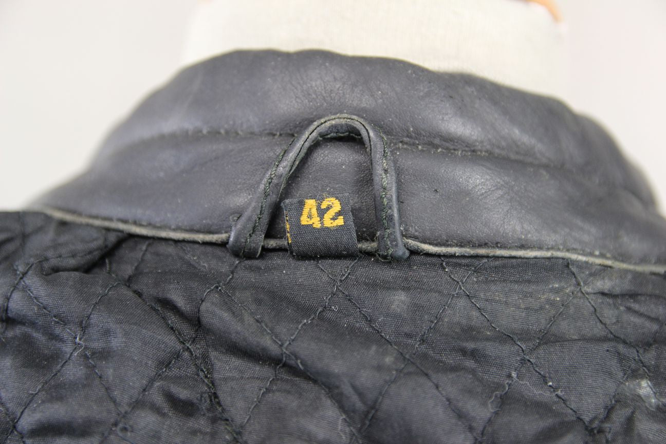 CLASSIC JTS BLACK LEATHER THINSULATE 3M THERMAL LINED BIKER JACKET 40-42 INCH