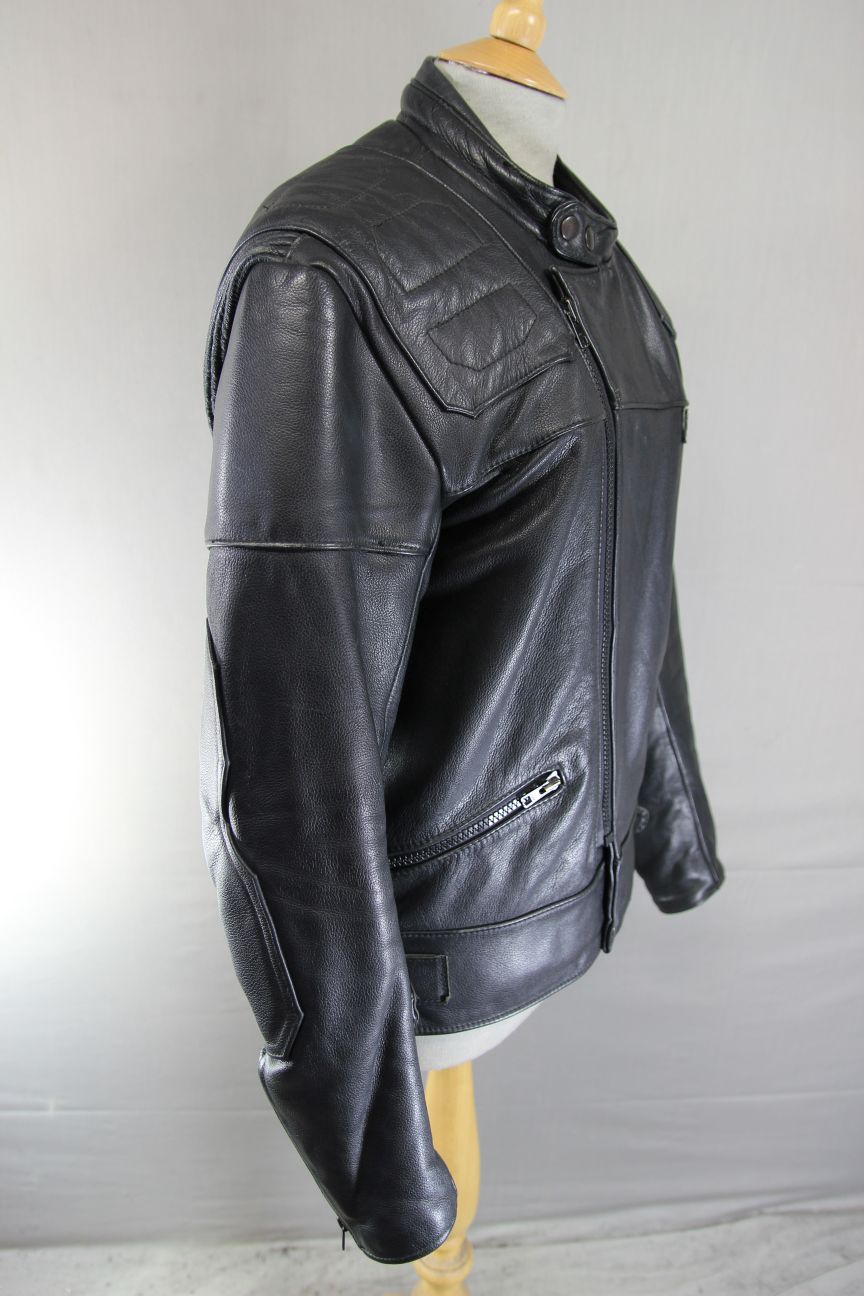 CLASSIC BRITISH MADE SPORTEX DOLOMITE BLACK LEATHER BIKER JACKET 38-40 INCH